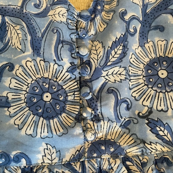 Sleep dress Block print floral cotton nightgown size small handmade - Picture 7 of 8